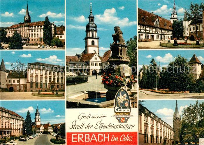 Erbach Odenwald Rathaus Brunnen Ortsansichten