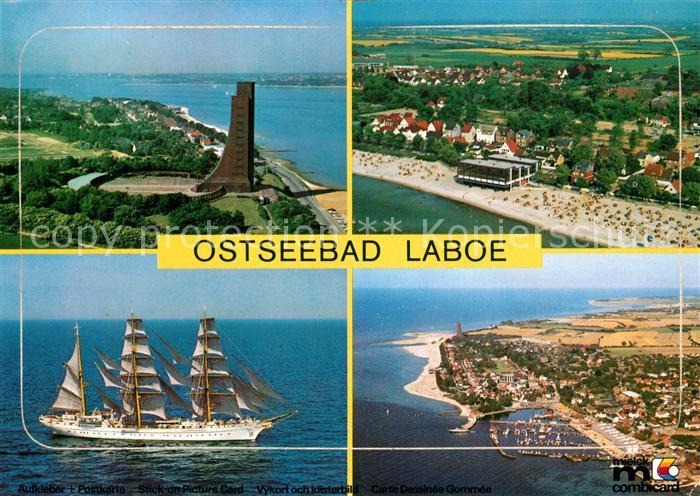 Laboe Segelschiff Denkmal Fliegeraufnahme