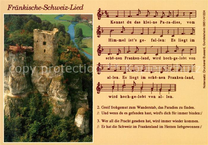 Liederkarte Fraenkische-Schweiz-Lied