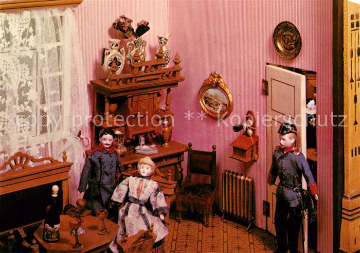 Puppe Doll Poupee Kinderspielzeug Puppenstube mit Salon um 1900 Rheinisches Frei