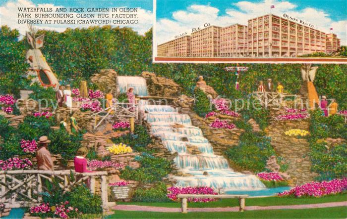 Chicago Illinois Waterfalls and Roch Garden in Olson