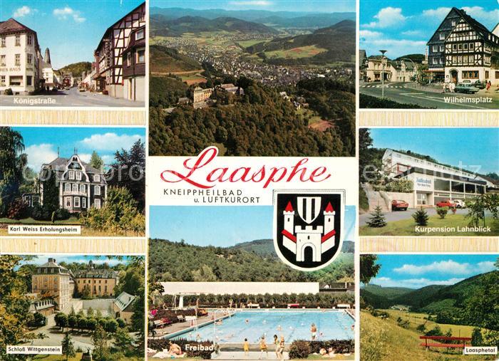 Laasphe Bad Koenigstrasse Wilhelmplatz Schloss-Wittgenstein Freibad Pension-Lahn