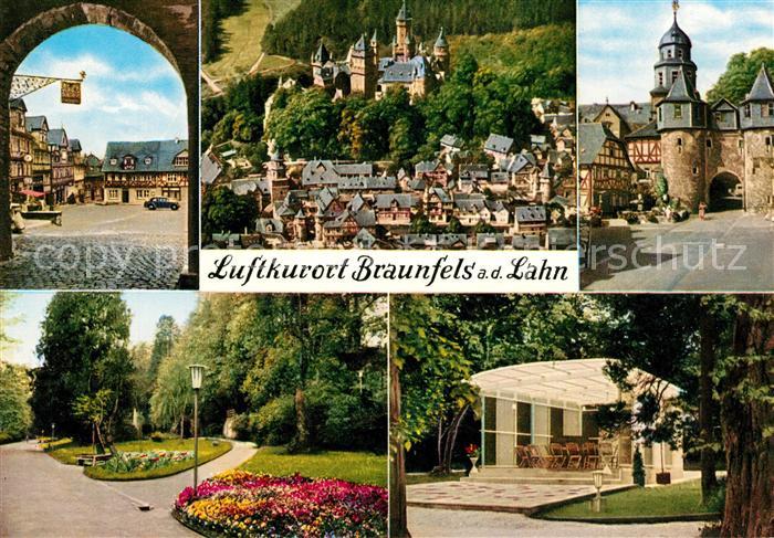Braunfels Fliegeraufnahme mit Schloss Markt Herrengarten Kurpark