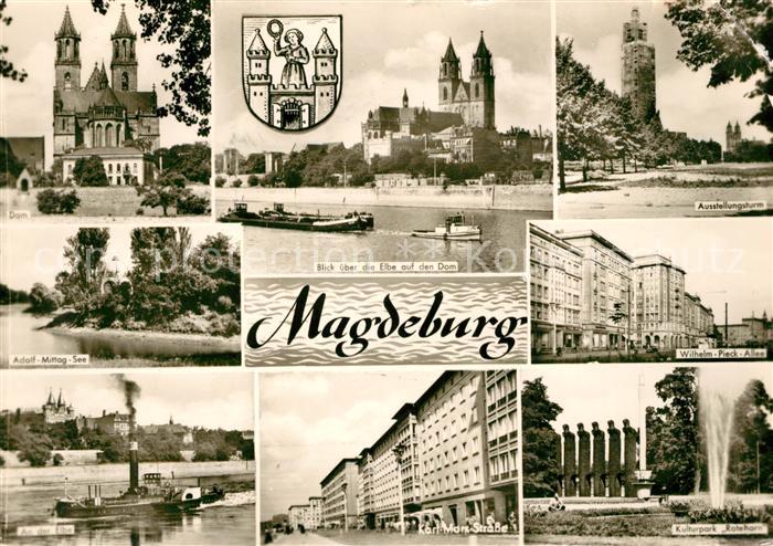Magdeburg Dom Ausstellungsturm Elbe Kulturpark Karl-Marx-Strasse