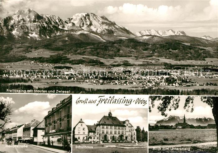Freilassing Fliegeraufnahme mit Staufen und Zwiesel Hauptstrasse Untersberg
