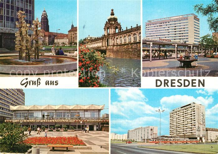 Dresden Glasbrunnen Zwinger Prager Strasse Restaurant International Pirnaischer