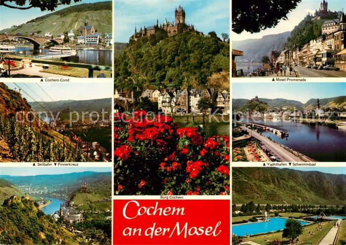 Cochem Mosel Cond Seilbahn Pinnerkreuz Burg Cochem Mosel Promenade Yachthafen Sc