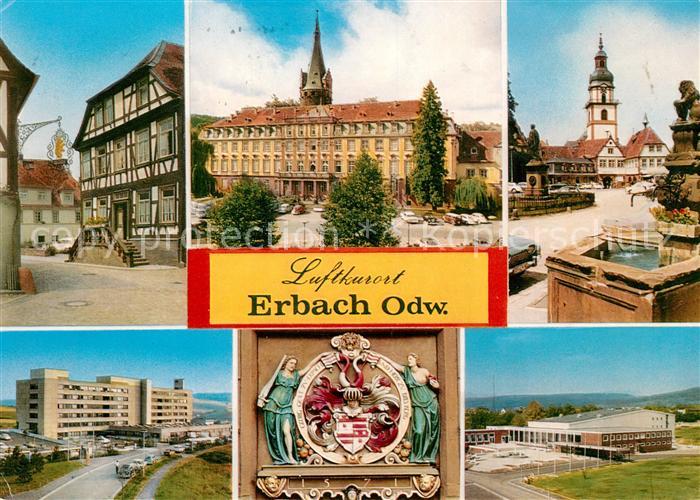 Erbach Odenwald Rathaus Schloss Brunnen Wappen Teilansichten