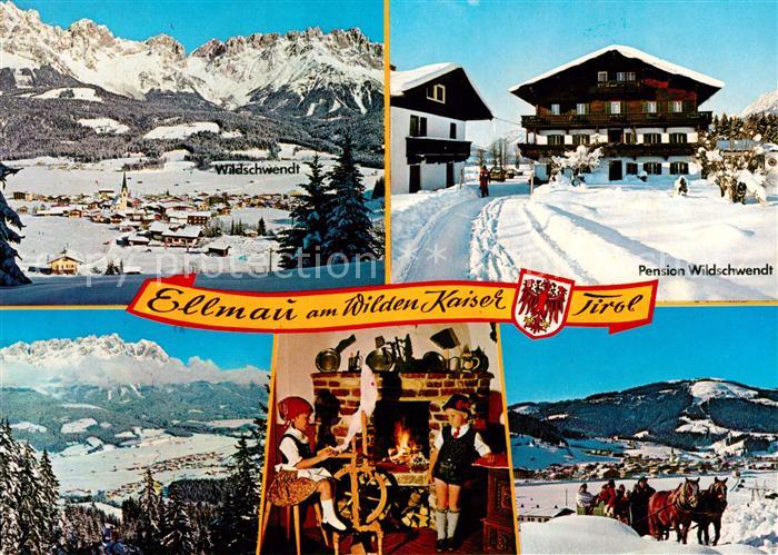 Ellmau Tirol Panorama Pension Wildschwendt Spinnrad Pferdeschlitten
