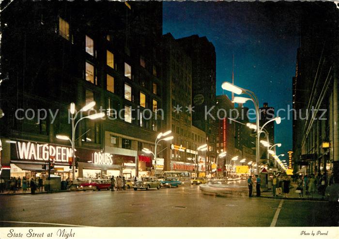 Chicago Illinois State Street at Night