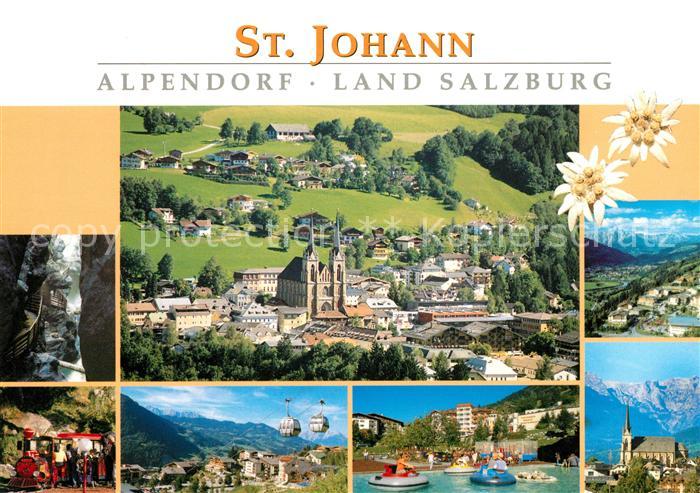 St Johann Pongau Teilansichten Alpendorf Kirche Bergbahn Touristenbahn Schlucht