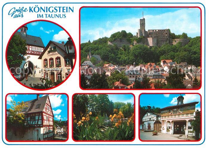 Koenigstein Taunus Teilansichten Altstadt Gaststaetten Fachwerkhaeuser Burgruine