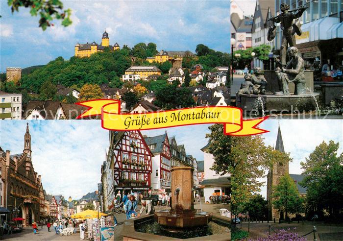 Montabaur Westerwald Ortsansicht mit Schloss Schusterbrunnen Rathaus Fachwerkhae