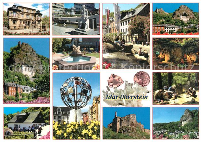 Idar-Oberstein Teilansichten Felsenkirche Burgruine Brunnen Denkmal Statue Hoehl