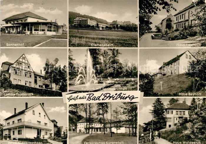 Bad Driburg Sonnenhof Clemensheim Kurhaeuser Kurpark Springbrunnen Kuranstalt