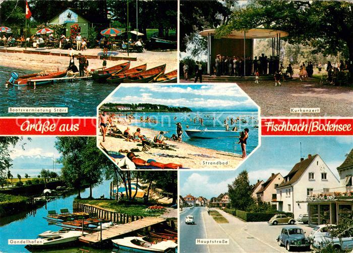 Fischbach Friedrichshafen Strand Bootsvermietung Kurkonzert Gondelhafen Strandba