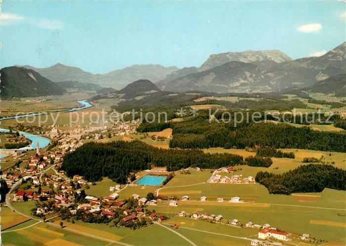 Kirchbichl Tirol Sommerfrische Moorbad Blick zum Kaisergebirge Fliegeraufnahme