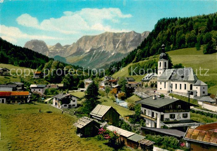 Ramsau Berchtesgaden Ortsansicht mit Kirche Reiteralpe Berchtesgadener Alpen
