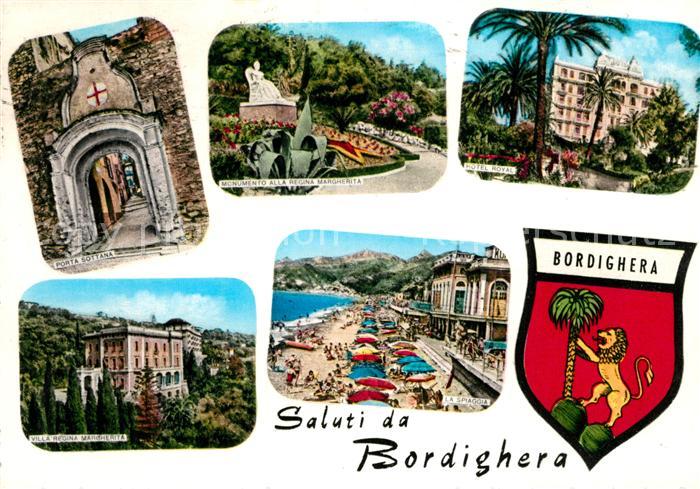 Bordighera Porta Sottana Monumento alla Regina Margherita Hotel Royal Villa Regi