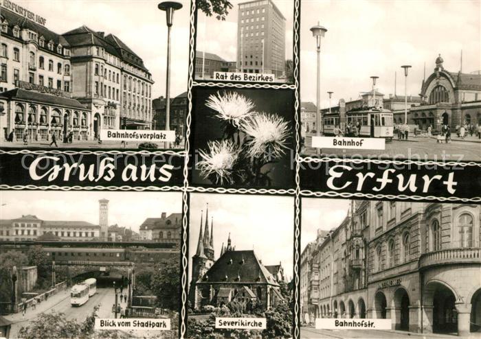 Erfurt Bahnhof Vorplatz Rat des Bezirkes Blick vom Stadtpark Severikirche Bahnho