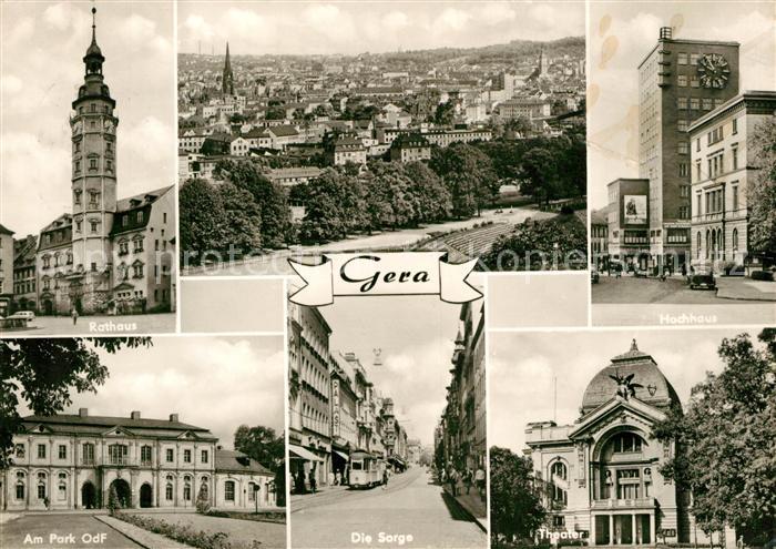 Gera Rathaus Gesamtansicht Hochhaus Park OdF Die Sorge Theater