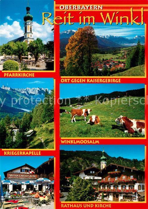 Reit Winkl Pfarrkirche Kriegerkapelle Winklmoosalm Almvieh Kuehe Rathaus Kirche