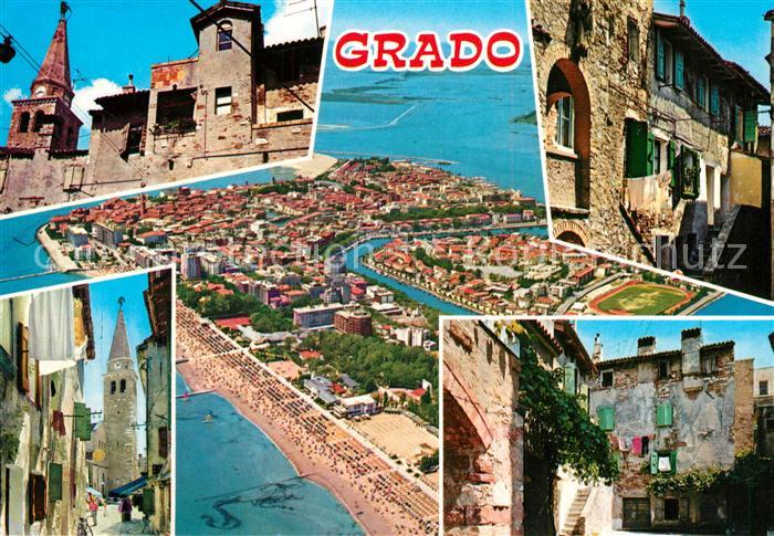 Grado Gorizia Teilansichten Gasse Alte Haeuser Kirche Fliegeraufnahme