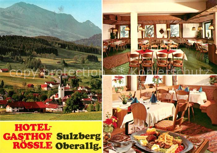 Sulzberg Allgaeu Hotel Gasthof Roessle Ortsansicht mit Kirche Allgaeuer Alpen