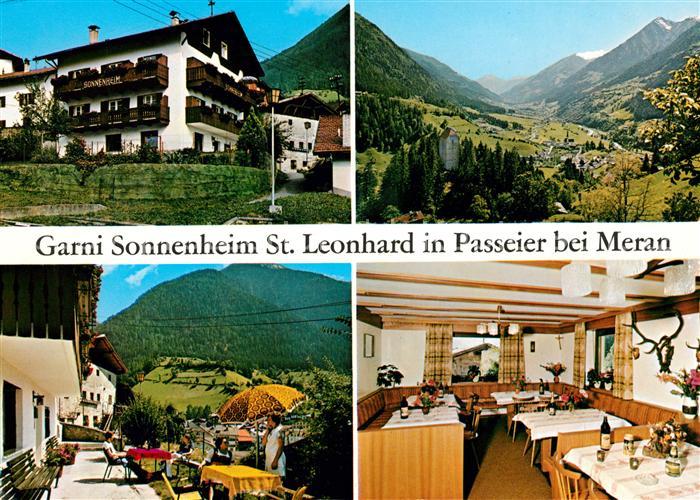 St Leonhard Passeier Garni Sonnenheim Terrasse Gaststube Panorama