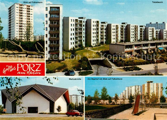 Porz Koeln Falkenturm Tatzelwurm Markuskirche Am Maarhof mit Falkenhorst