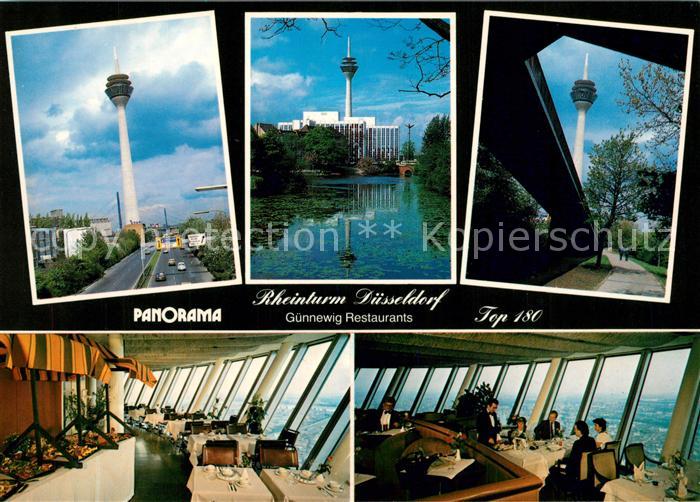 Duesseldorf Rheinturm mit Restaurant Panorama und Aussichtsplattform
