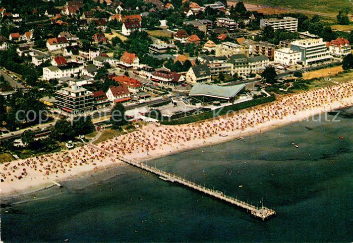 Scharbeutz Ostseebad Fliegeraufnahme mit Seebruecke und Meerwasser Wellenbad