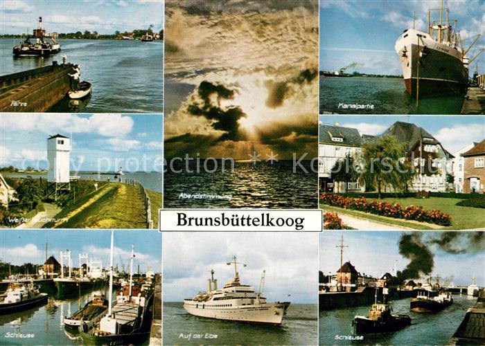 Brunsbuettelkoog Faehre Weisser Leuchtturm Schleuse Elbedampfer Kanalpartie Aben