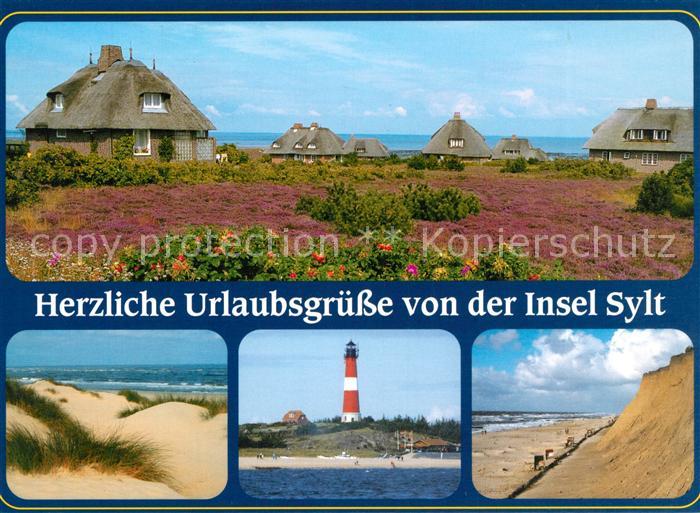Insel Sylt Ferienhaeuser Wohnhaeuser Duenen Leuchtturm Steilkueste