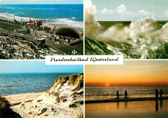 Westerland Sylt Nordseeheilbad Konzertpavillon Duenen Brandung Sonnenuntergang a