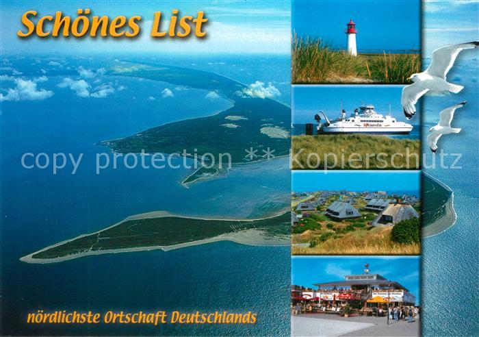 List Sylt Nordseebad Fliegeraufnahme Leuchtturm Faehre Friesenhaeuser Gaststaett