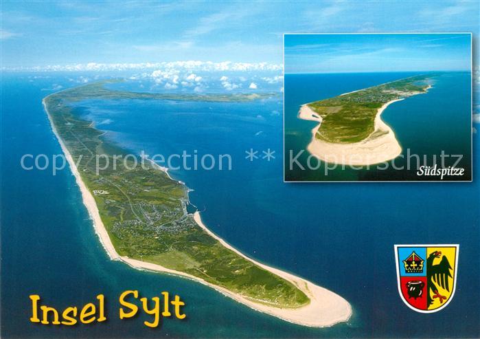 Insel Sylt Suedspitze Fliegeraufnahme Wappen