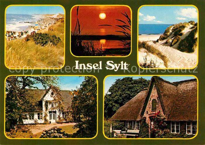 Insel Sylt Duenen Strand Sonnenuntergang Friesenhaeuser