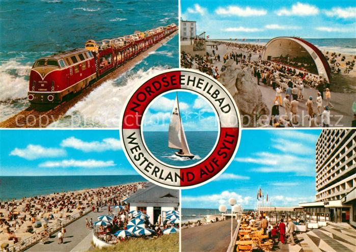 Westerland Sylt Autofaehre Hindenburgdamm Konzertpavillon Strandpromenade Rettun