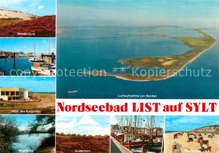 List Sylt Nordseebad Fliegeraufnahme Wanderduene Hafen Haus des Kurgastes Vogelk