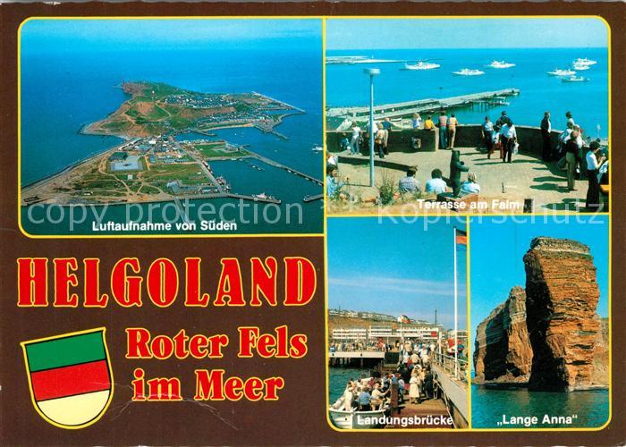 Helgoland Roter Fels im Meer Terrasse am Falm Landungsbruecke Lange Anna Flieger