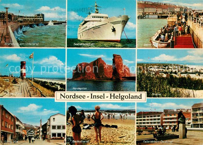 Helgoland Brandung am Unterland Duene Leuchtturm Lung Wai Seebaederschiff Nordsp