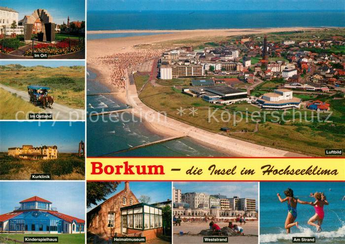 Borkum Ortsmotiv Ostland Pferdewagen Kurklinik Kinderspielhaus Heimatmuseum Stra