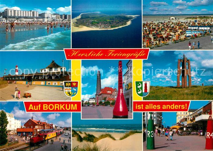 Borkum Strand Dampflokomotive Ortsmotiv Leuchtturm Denkmal Duenen Fliegeraufnahm