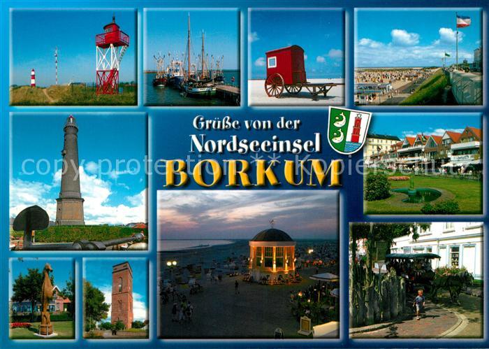 Borkum Strand Hafen Fischkutter Badehaus Promenade Leuchtturm Musikpavillon Orts