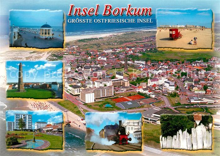 Borkum Strand Promenade Musikpavillon Leuchtturm Ortsmotiv Dampflokomotive Flieg