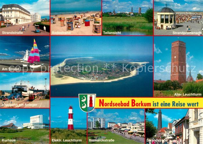 Borkum Strandstrasse Strand Promenade Musikpavillon Segeln Inselbahn Faehre Kurh