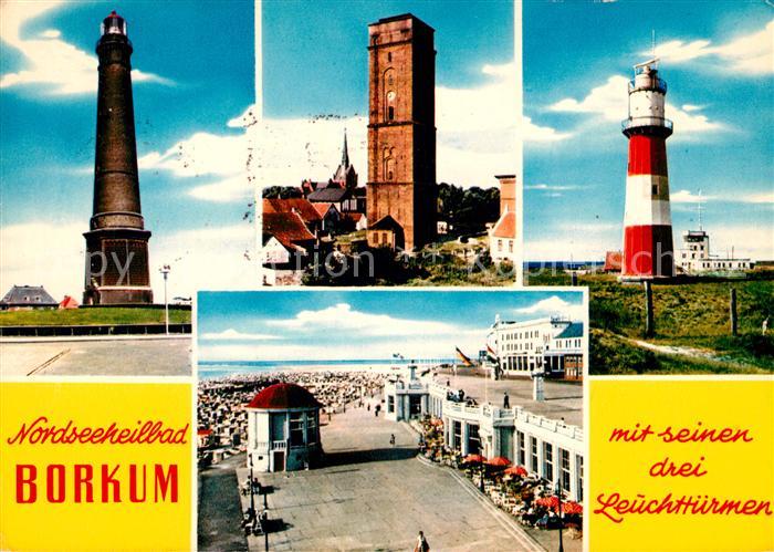 Borkum Leuchttuerme Strand Promenade Musikpavillon