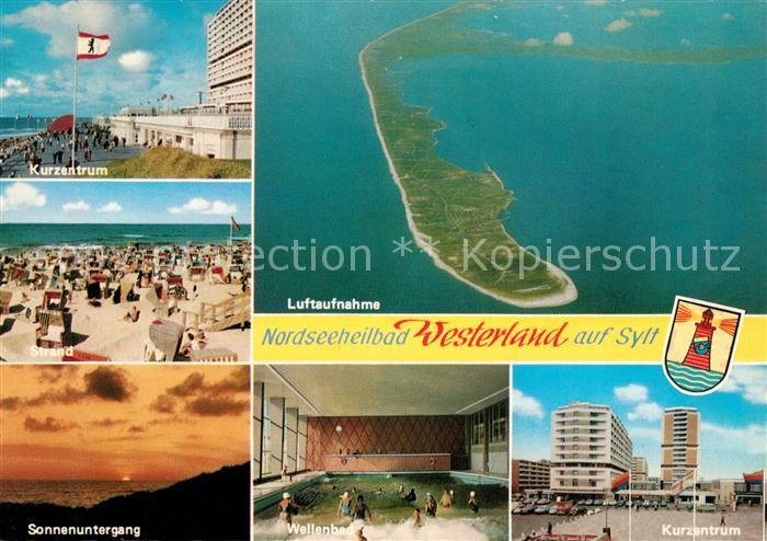 Westerland Sylt Kurzentrum Strand Sonnenuntergang Wellenbad Wappen Fliegeraufnah