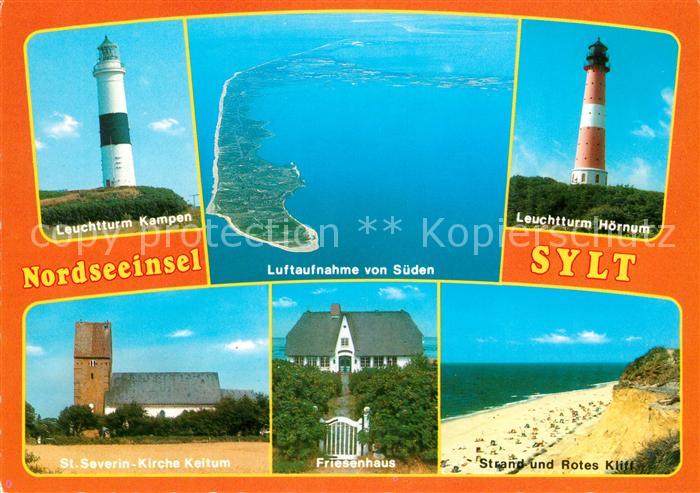 Insel Sylt Leuchttuerme St Severin Kirche Keitum Friesenhaus Strand Rotes Kliff
